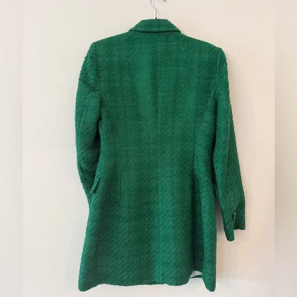 ZARA Bouclé Tweed Blazer M Green Gold Buttons NWT $129 - Picture 3 of 5